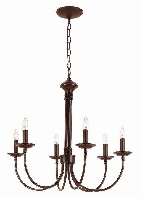 6LT CHANDELIER- J ARM- BRONZE